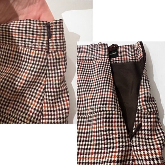 BROOKS BROTHERS Italian Wool Houndstooth Plaid Pleated Estethia Skirt 8 Petite - Picture 6 of 14